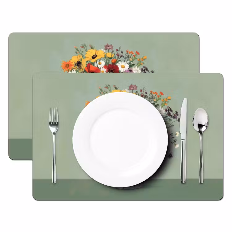 Set de table - Fleurs - Vase - Carte — 2