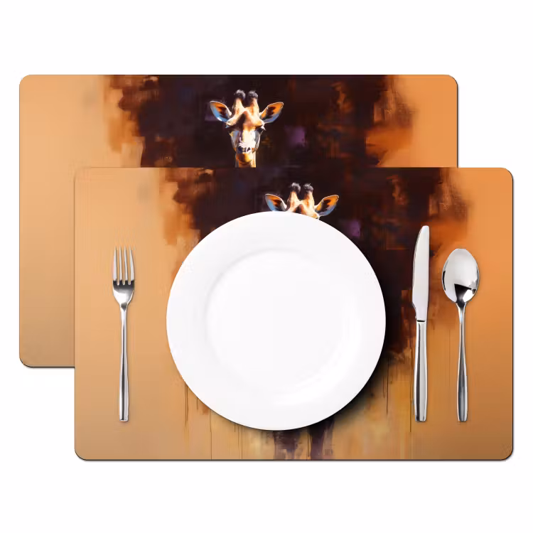 Set de table - Girafe - Marron - Abstrait - Peint — 2
