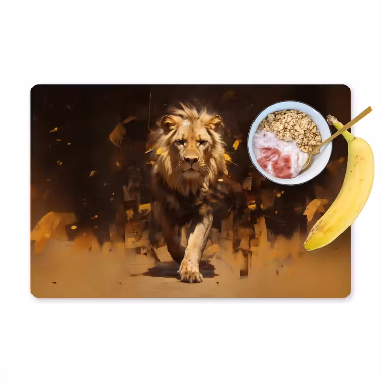 Set de table - Lion - Peint - Abstrait - Or — 1