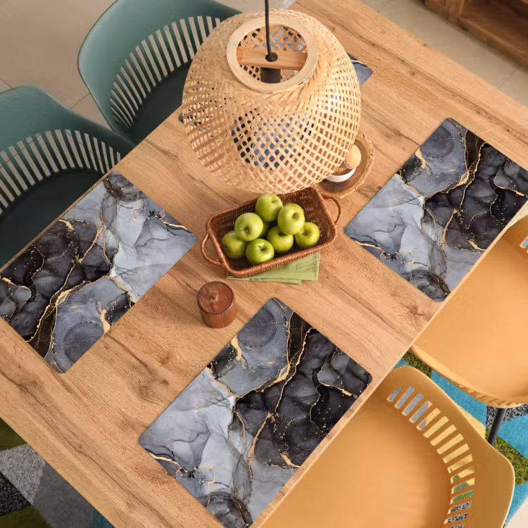 Set de table - Marbre - Abstrait - Or - Gris — 4