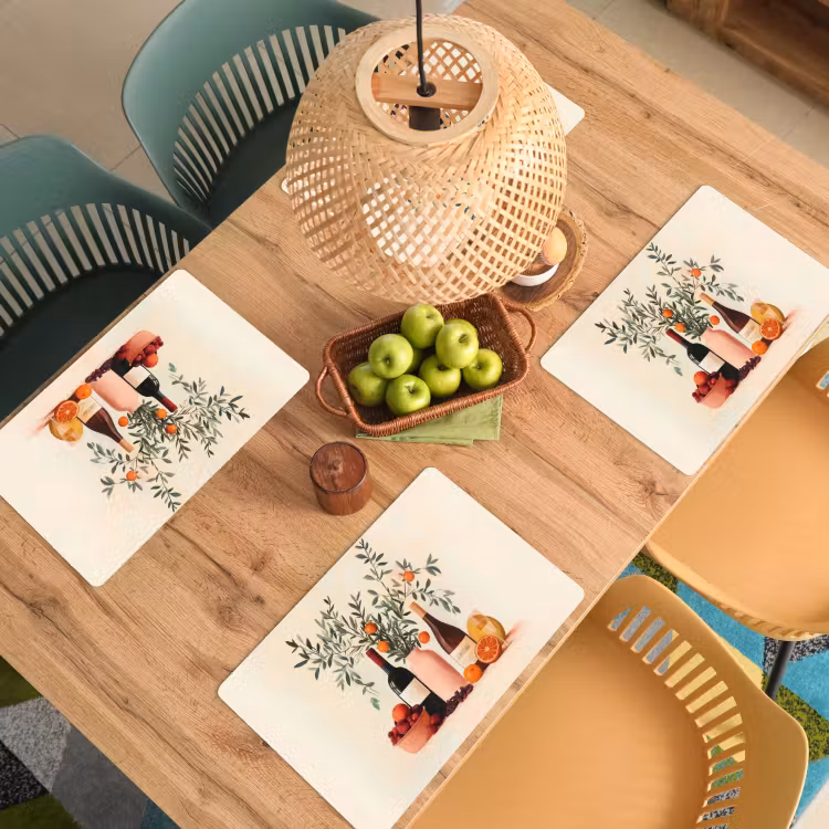 Set de table - Bouteilles de vin - Branches - Oranges — 4