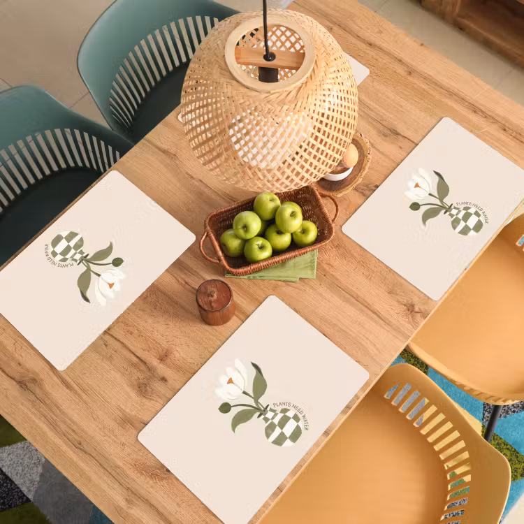 Set de table - Fleur - Blanche - Vase - Citation — 4