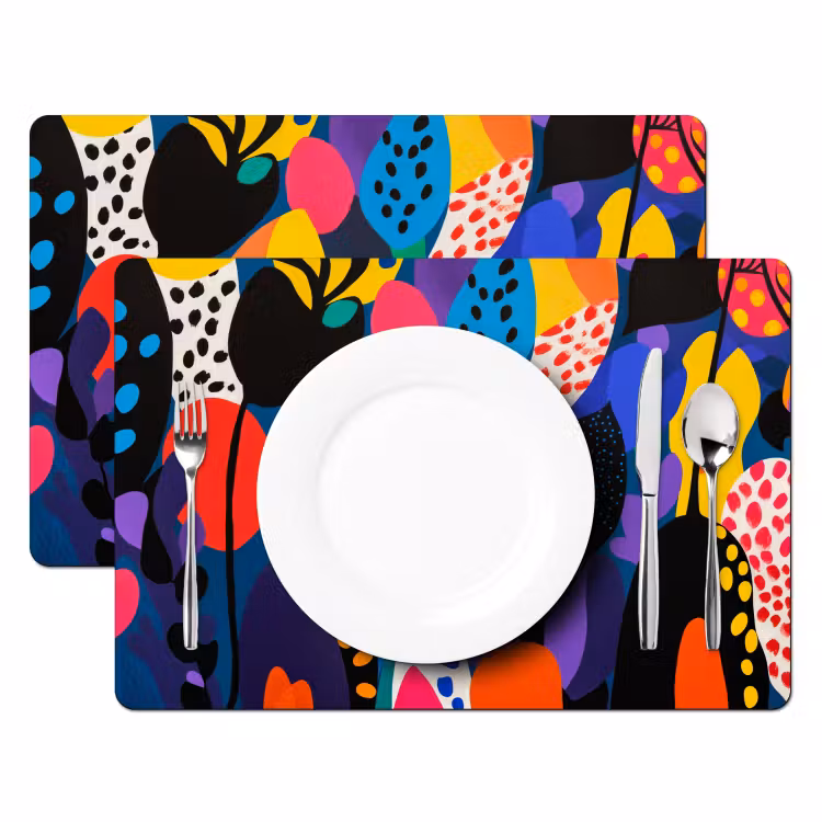 Set de table - Fleurs - Feuilles - Abstrait - Rouge — 2
