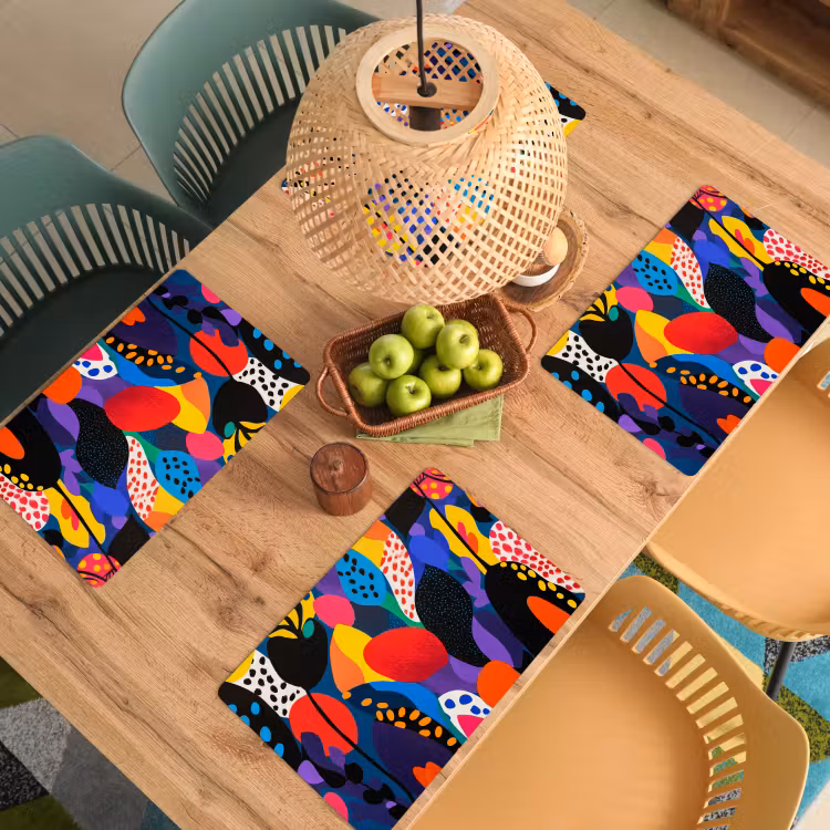 Set de table - Fleurs - Feuilles - Abstrait - Rouge — 4