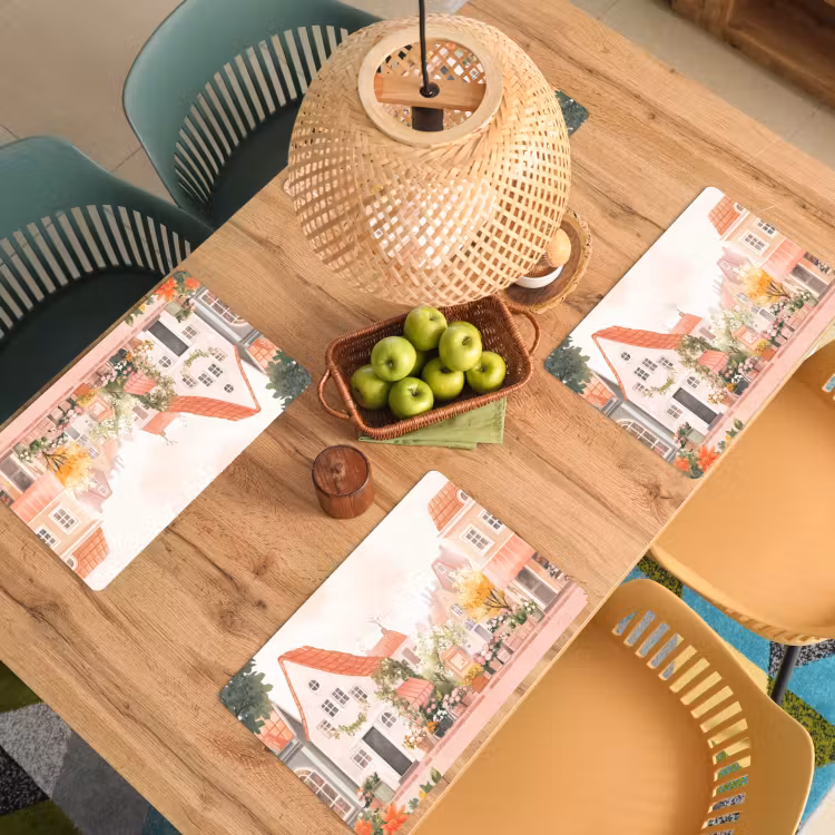 Set de table - Fleurs - Maisons - Village — 4