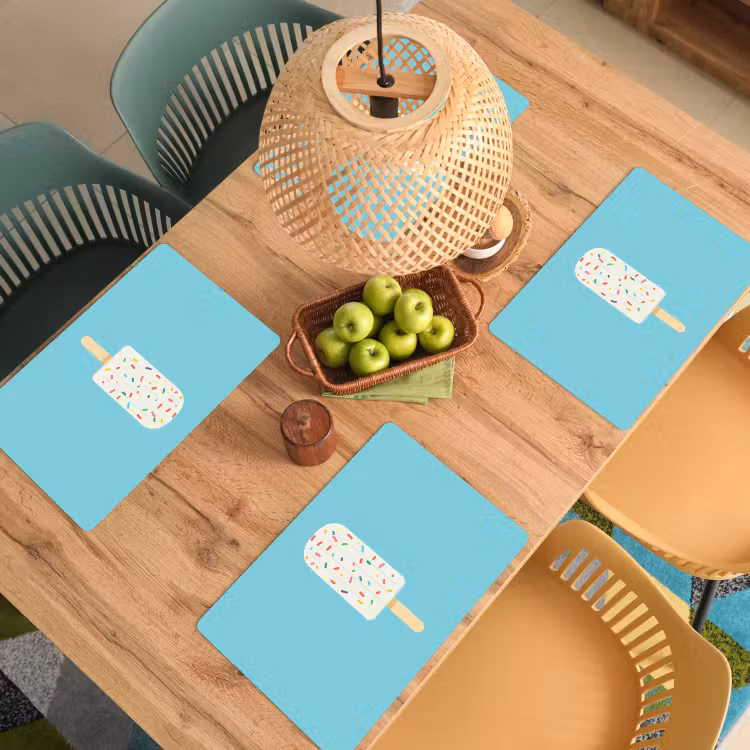 Set de table - Glace - Bâton - Glaçons - Bleu clair — 4