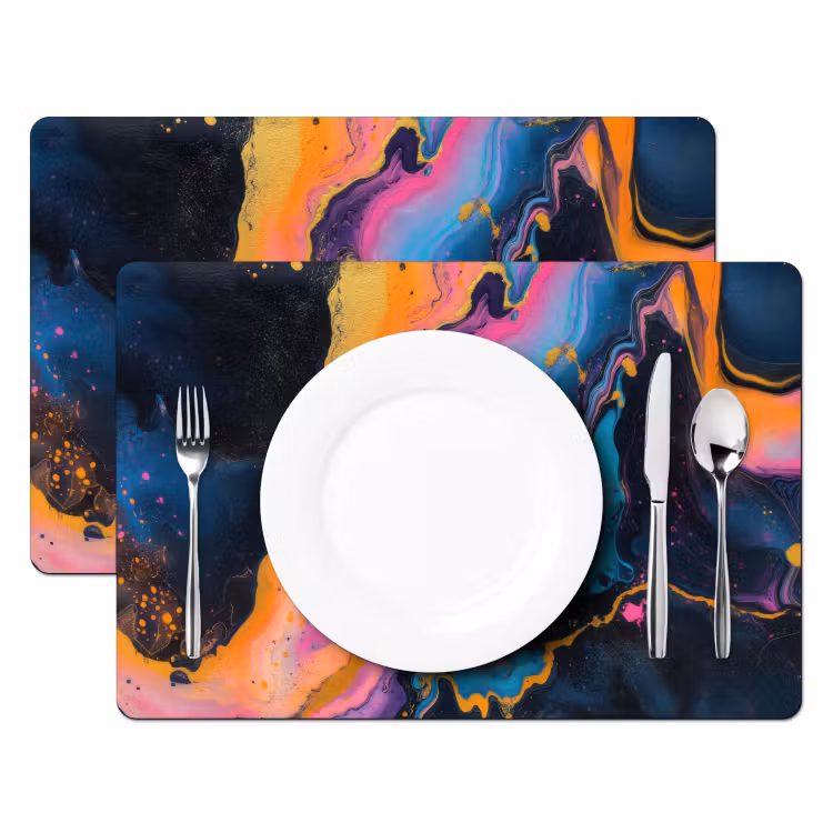 Set de table - Moderne - Marbre - Orange — 2