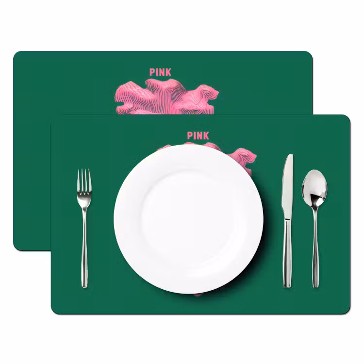 Set de table - Abstrait - Rose - Lignes - Vert — 2