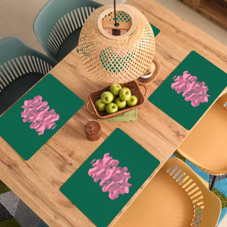 Set de table - Abstrait - Rose - Lignes - Vert — 4