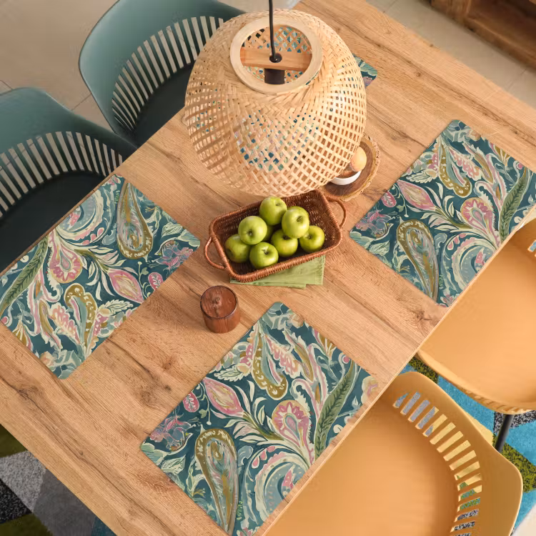 Set de table - Motif - Coloré - Orné - Vert — 4