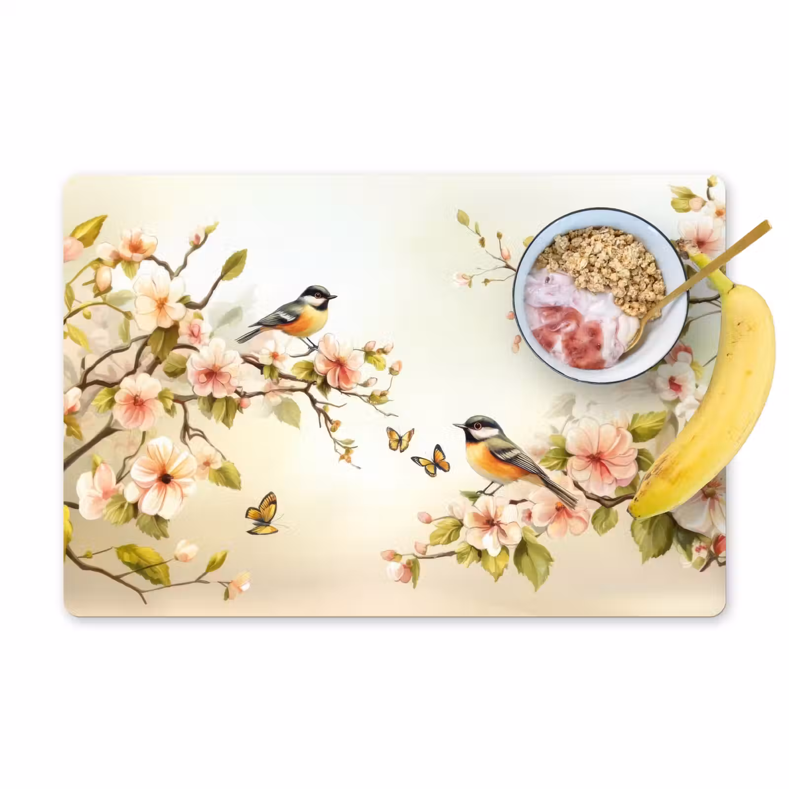 Set de table - Branches - Fleurs - Oiseaux - Rose — 1