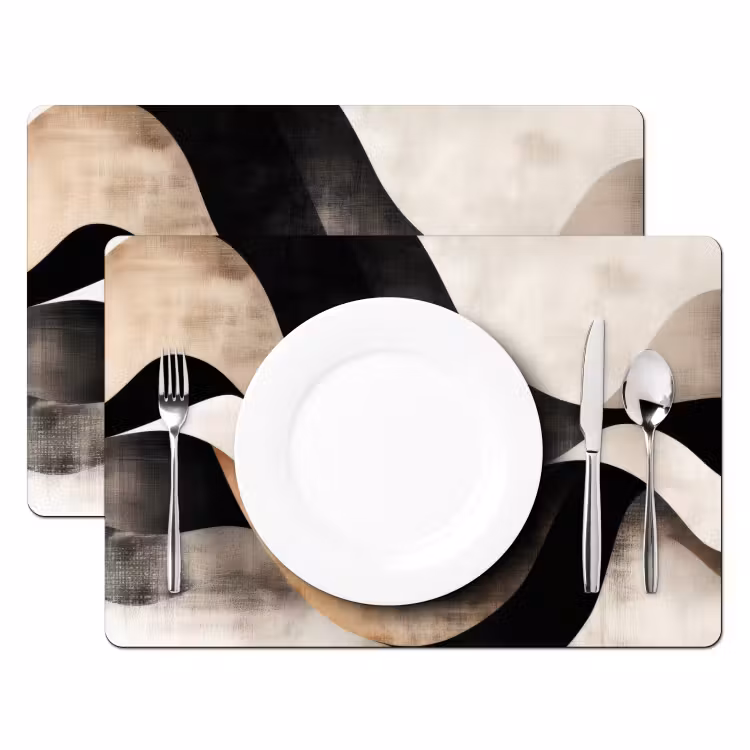 Set de table - Abstrait - Vagues - Noir - Usé — 2