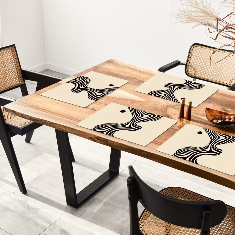 Set de table - Beige - Lignes - Ondulé - Abstrait — 3