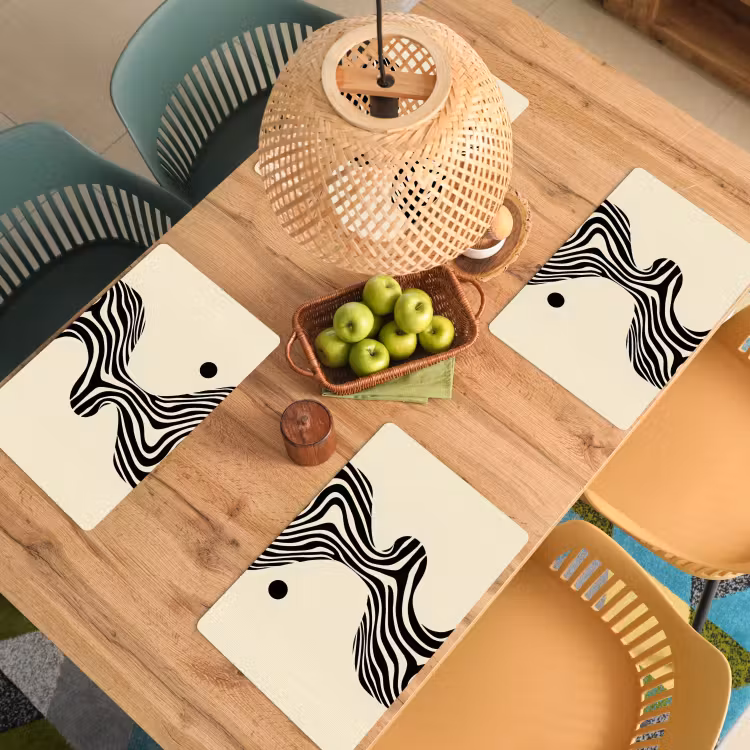 Set de table - Beige - Lignes - Ondulé - Abstrait — 4