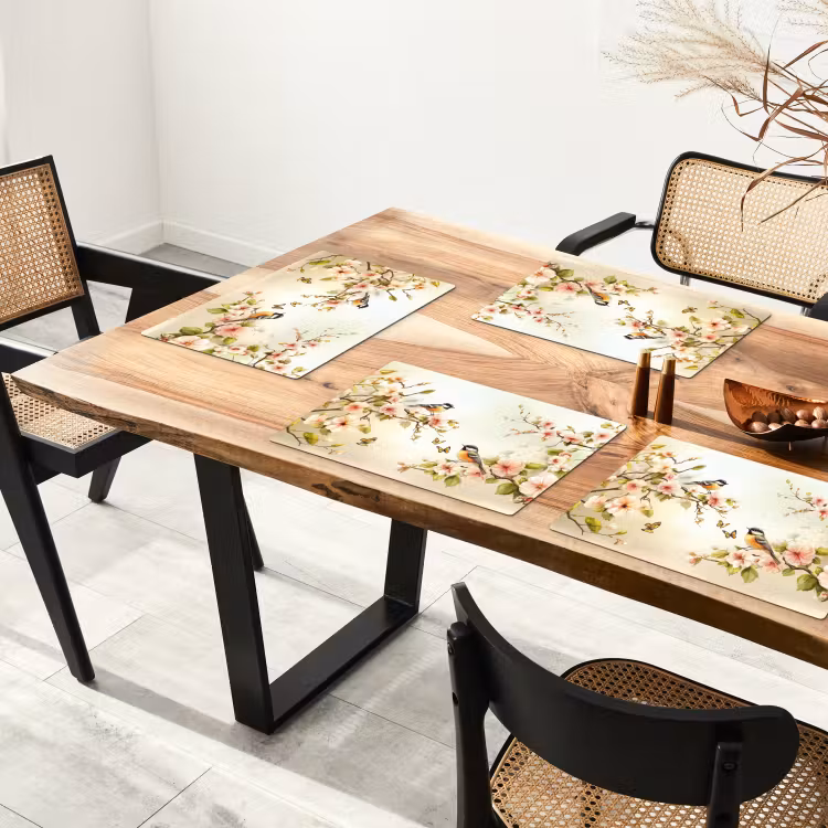 Set de table - Branches - Fleurs - Oiseaux - Rose — 3