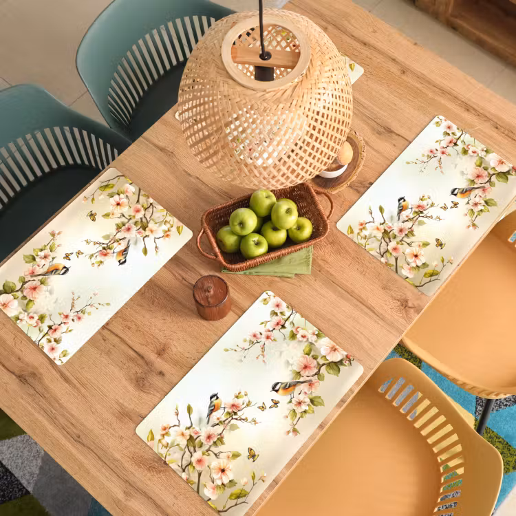 Set de table - Branches - Fleurs - Oiseaux - Rose — 4