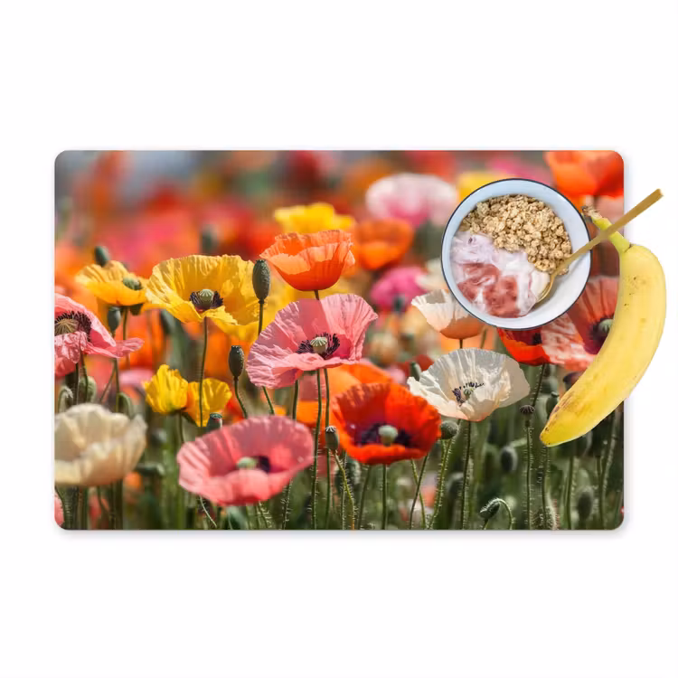 Set de table - Champ de fleurs - coquelicots - coloré — 1