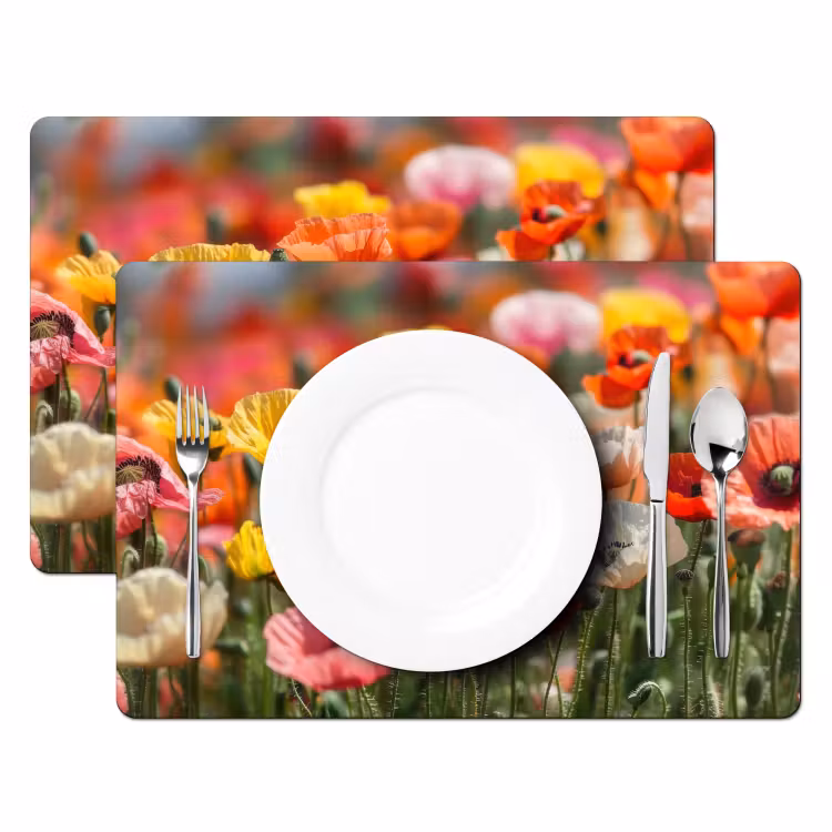 Set de table - Champ de fleurs - coquelicots - coloré — 2