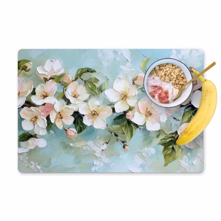 Set de table - Fleur - Feuilles - Bleu clair — 1