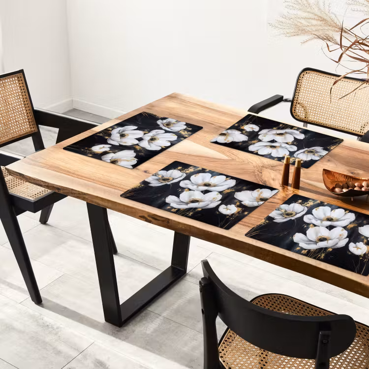 Set de table - Fleurs - Blanc - Abstrait — 3