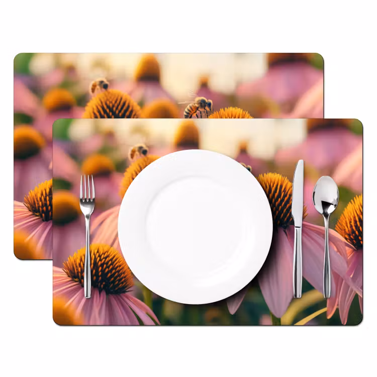Set de table - Fleurs - Pourpre - Abeilles — 2