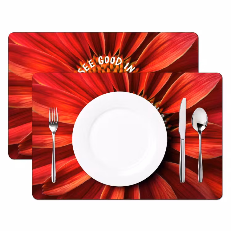 Set de table - Gros plan - Fleur - Citation - Rouge — 2
