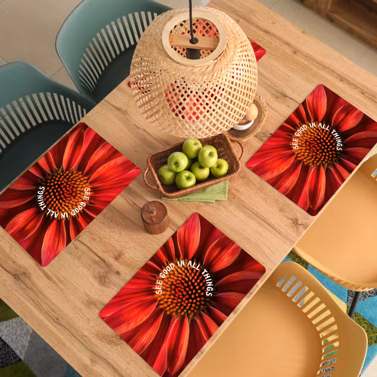 Set de table - Gros plan - Fleur - Citation - Rouge — 4