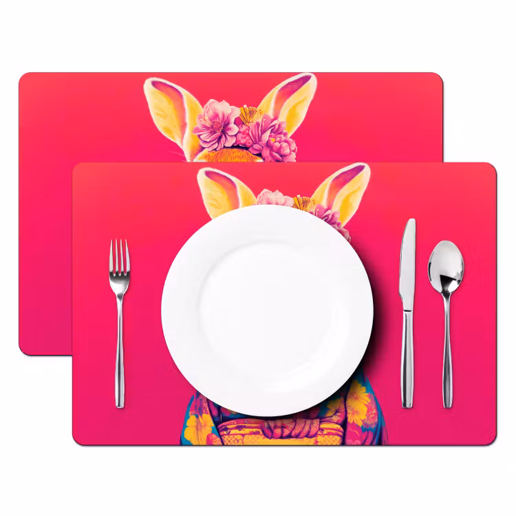 Set de table - Lapin - Fleurs - Coloré - Kimono — 2
