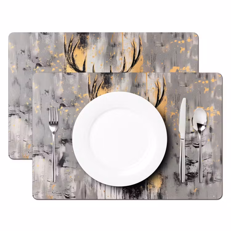 Set de table - Abstrait - Cerf - Bois - Or — 2