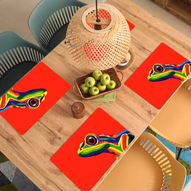 Set de table - Grenouille - colorée - rayée - yeux — 4