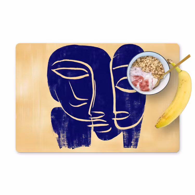 Set de table - Jaune ocre - Bleu - Lignes simples — 1
