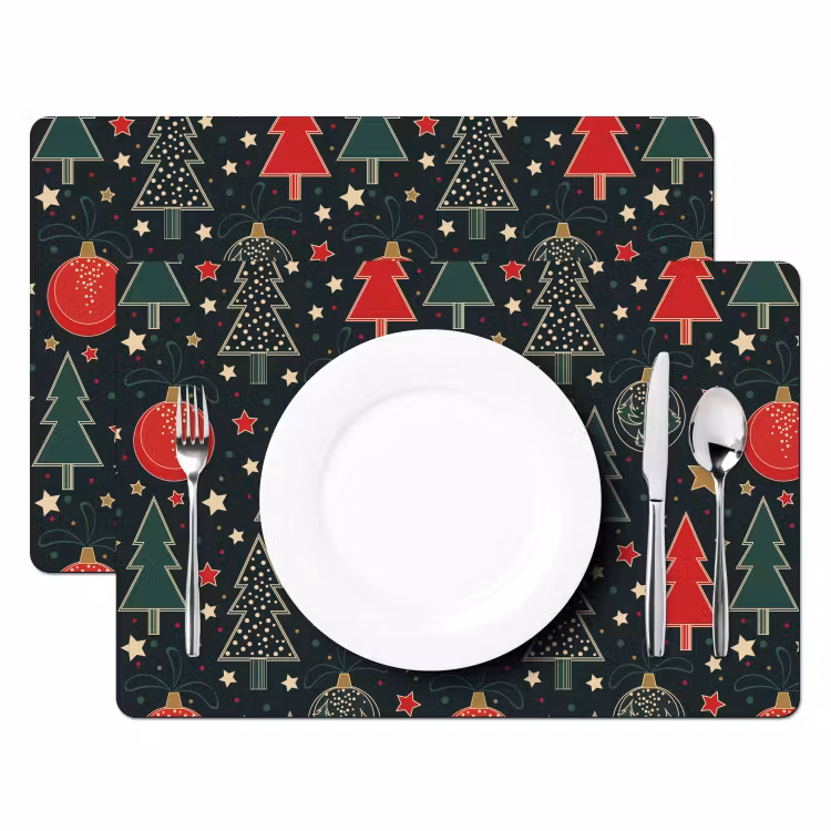 Set de table - Illustration - Noël - Étoiles - Vert — 2