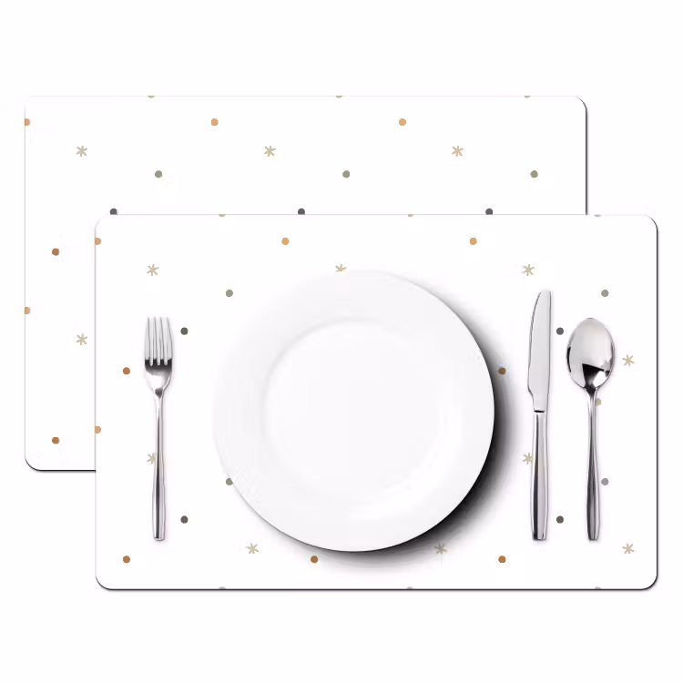 Set de table - Motif - Points - Étoiles - Blanc — 2