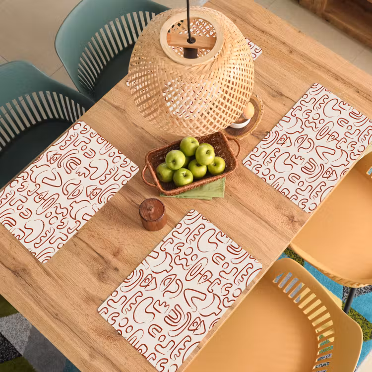 Set de table - Beige - Formes - Rouge - Motif — 4