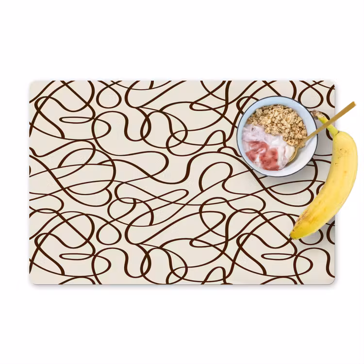 Set de table - Beige - Lines - Dark brown — 1