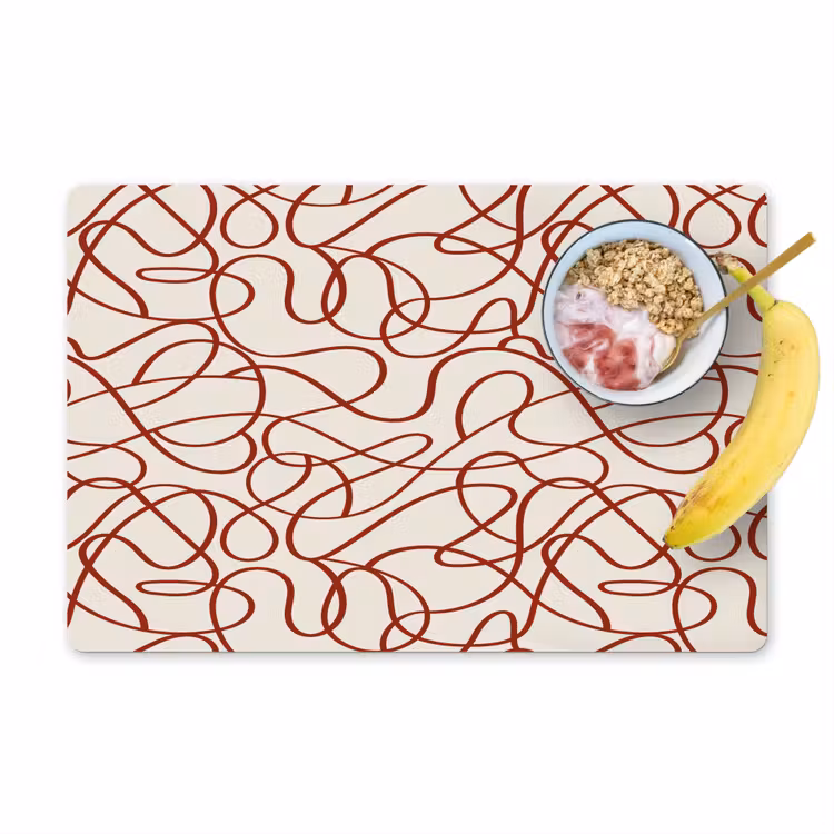 Set de table - Lignes - Abstrait - Rouge - Beige — 1