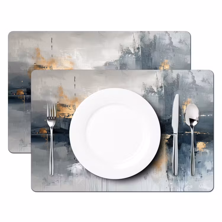 Set de table - Art - Gris - Or - Abstrait — 2