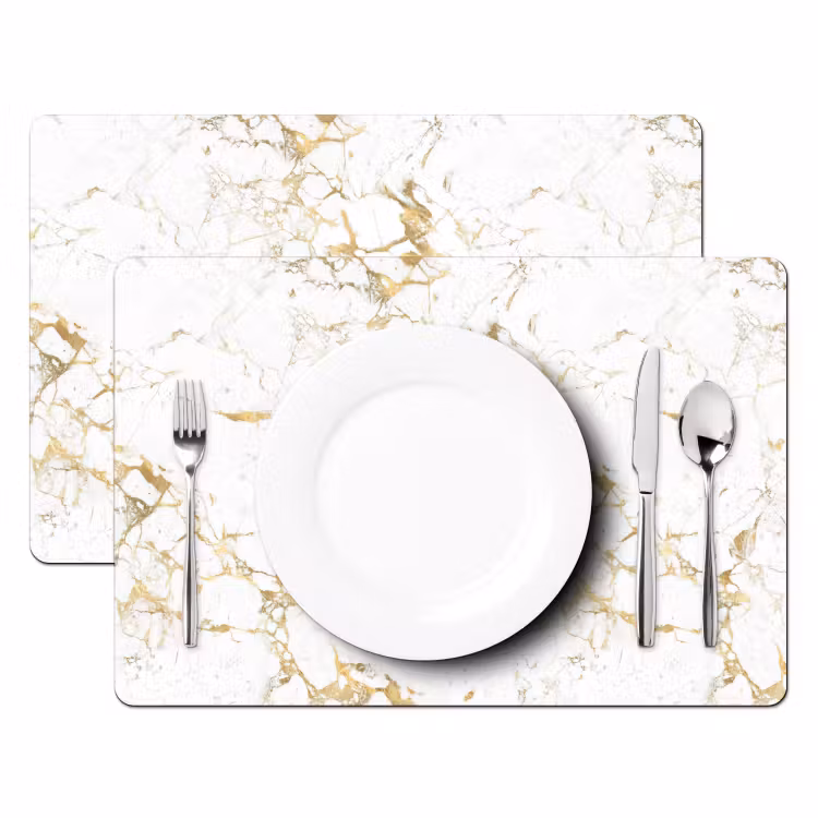 Set de table - Blanc - Marbre - Luxe - Or — 2