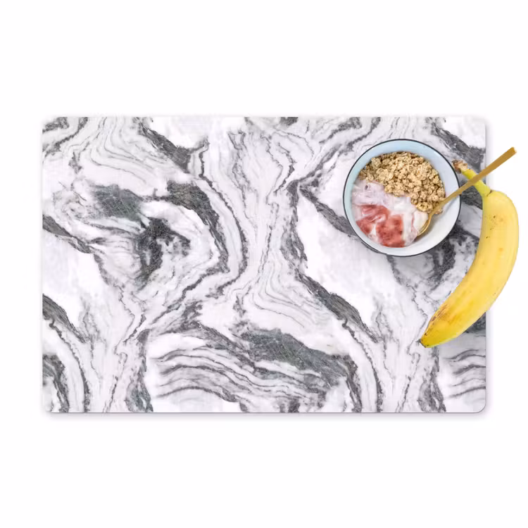 Set de table - Blanc - Marbre - Ondulé - Graphite — 1