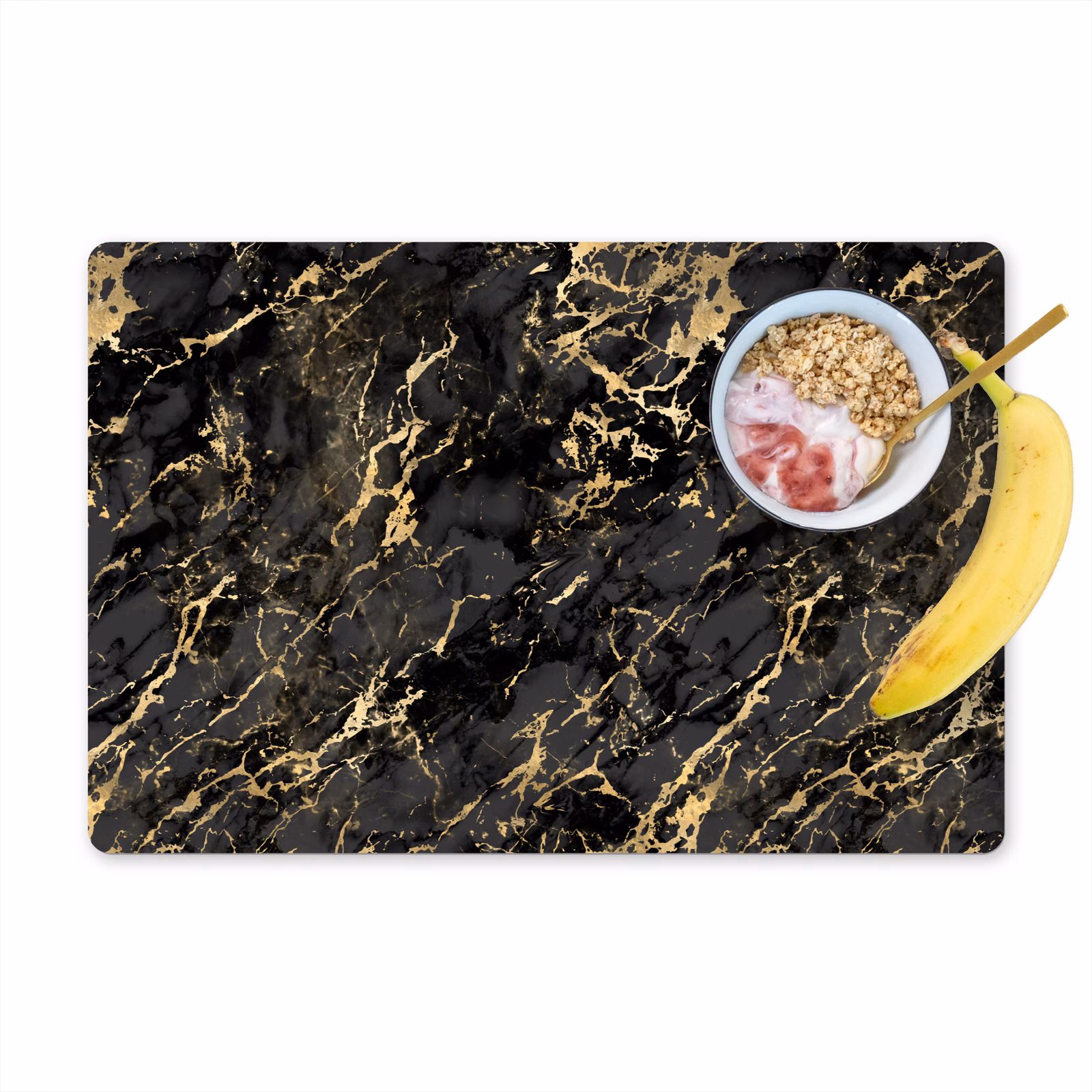 Set de table - Marbre - Noir - Structure or — 1