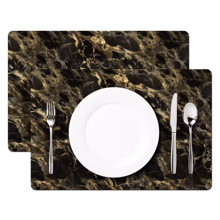 Set de table - Cristal - Or - Noir - Marbre — 2