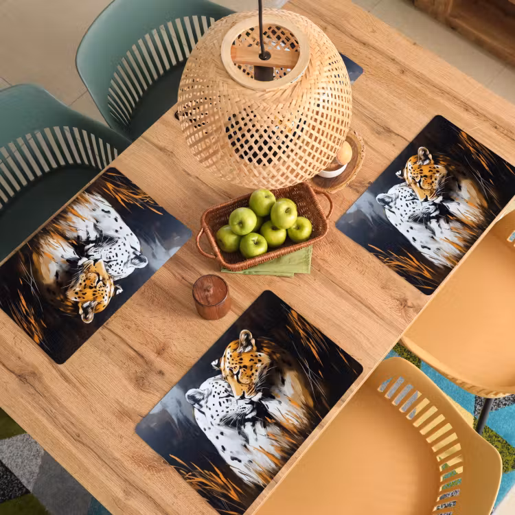 Set de table - Léopard - Orange - Blanc - Herbe — 4