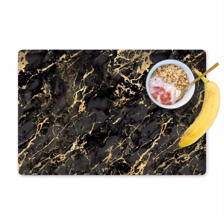 Set de table - Marbre - Noir - Structure or — 1