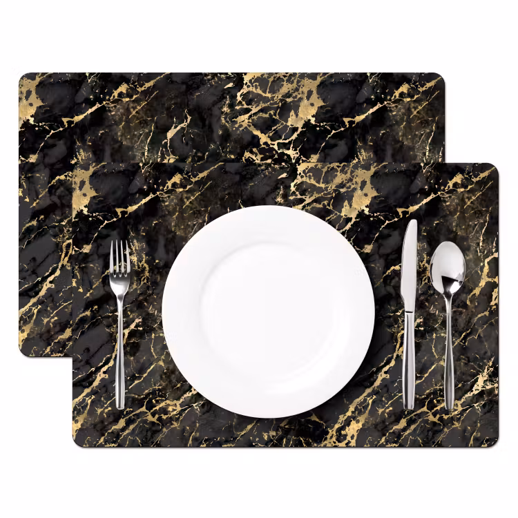 Set de table - Marbre - Noir - Structure or — 2