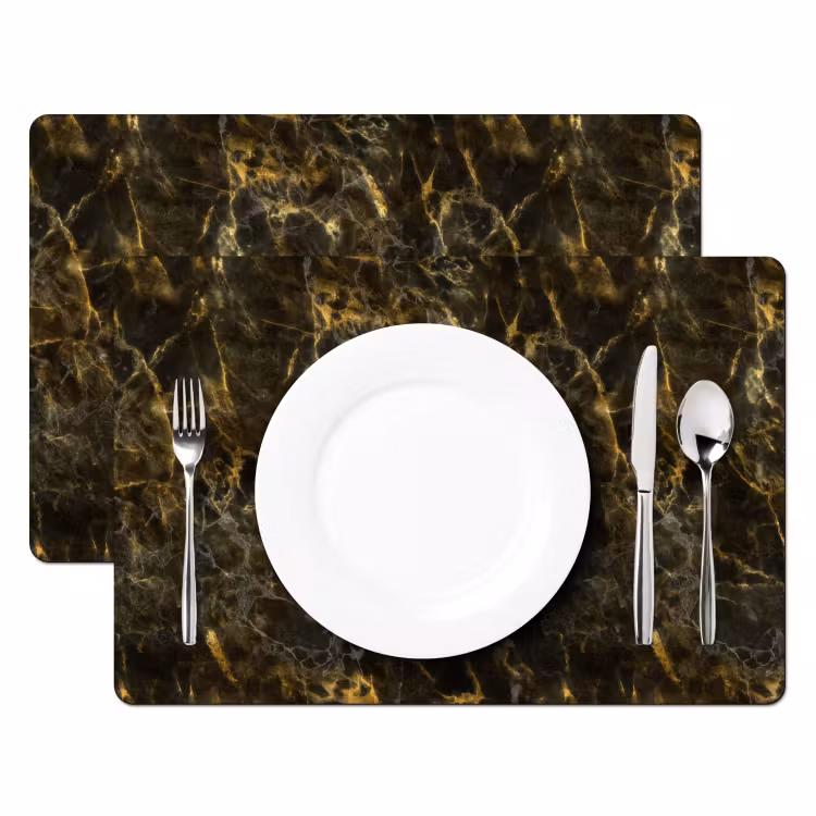 Set de table - Noir - Marbre - Or — 2