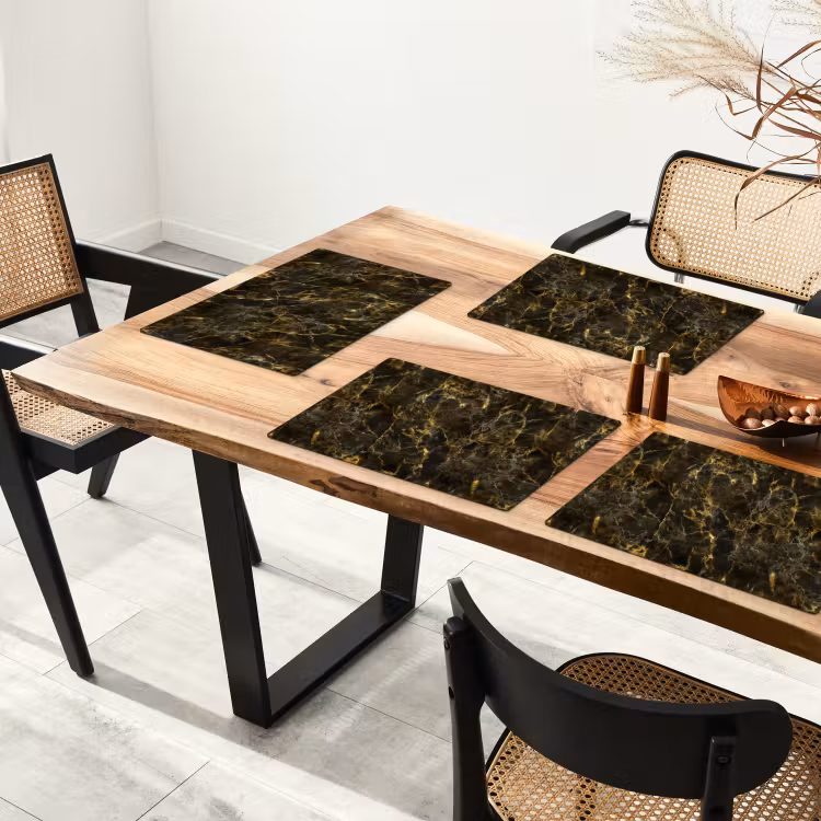 Set de table - Noir - Marbre - Or — 3
