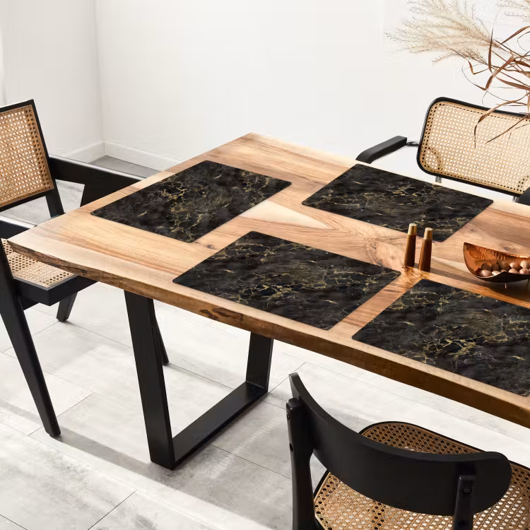 Set de table - Noir - Marbre - Or - Nerf — 3