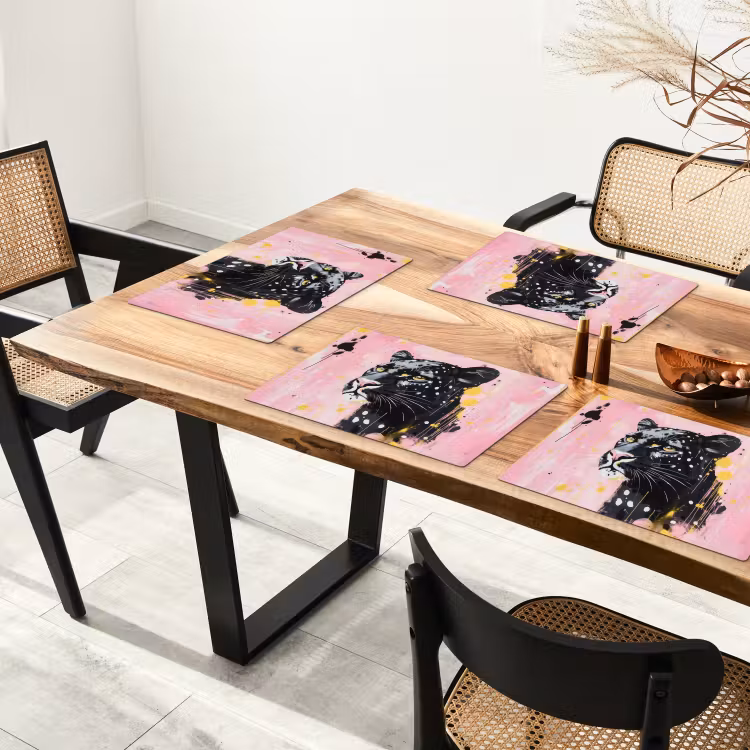 Set de table - Noir - Panthère - Rose - Abstrait — 3