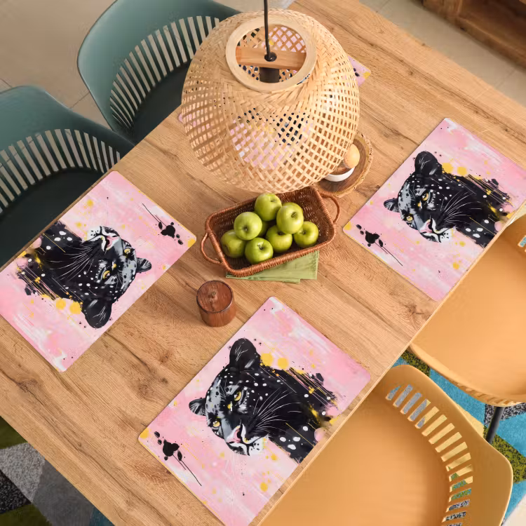 Set de table - Noir - Panthère - Rose - Abstrait — 4