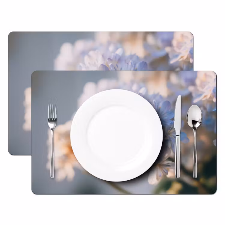 Set de table - Fleurs - Bleu clair - Flou - Grappes — 2